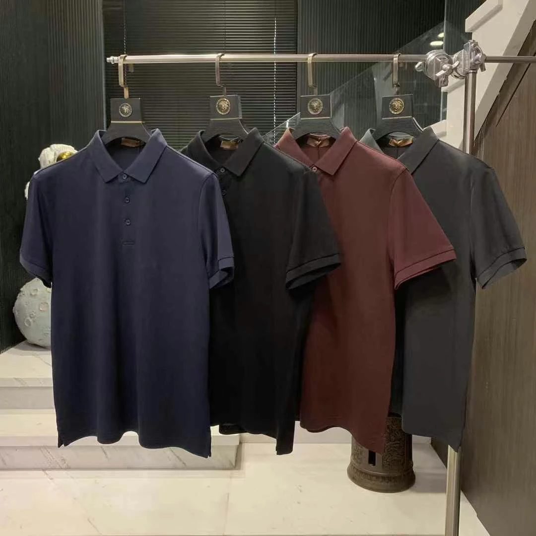 680809    新款男士高奢桑蚕丝混纺商务休闲短袖