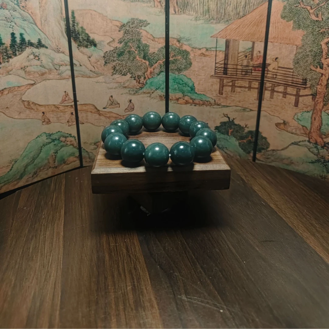 X和田玉圆珠手串（卡18）0557