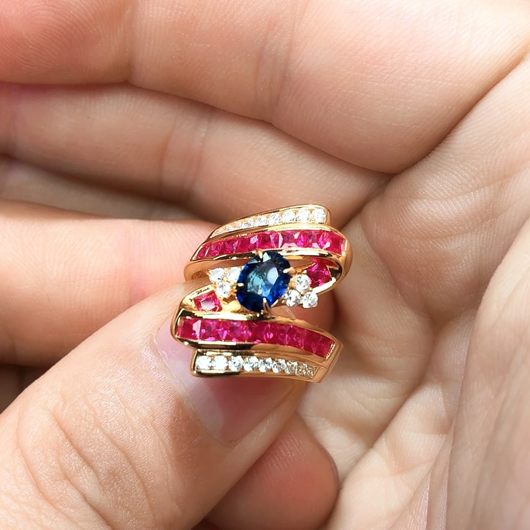 银S925镶嵌蓝宝石戒指