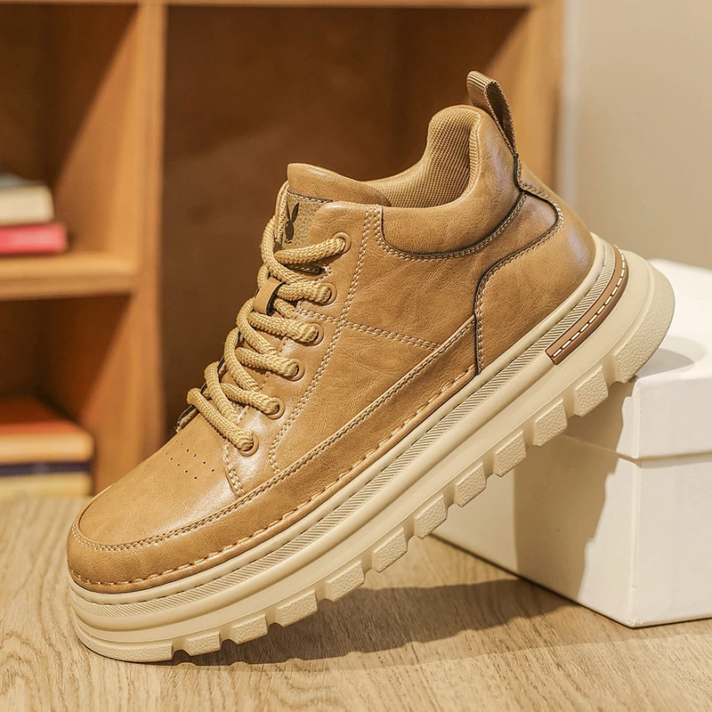 花花公子板鞋男鞋2025秋季新款男士中帮厚底百搭高级感休闲潮鞋男