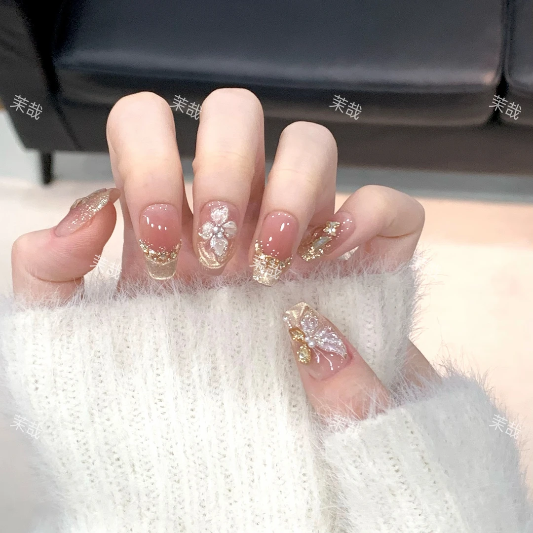 茉哉瑞瑞【蝶舞翩翩】纯手工定制美甲拆卸穿戴甲A3584