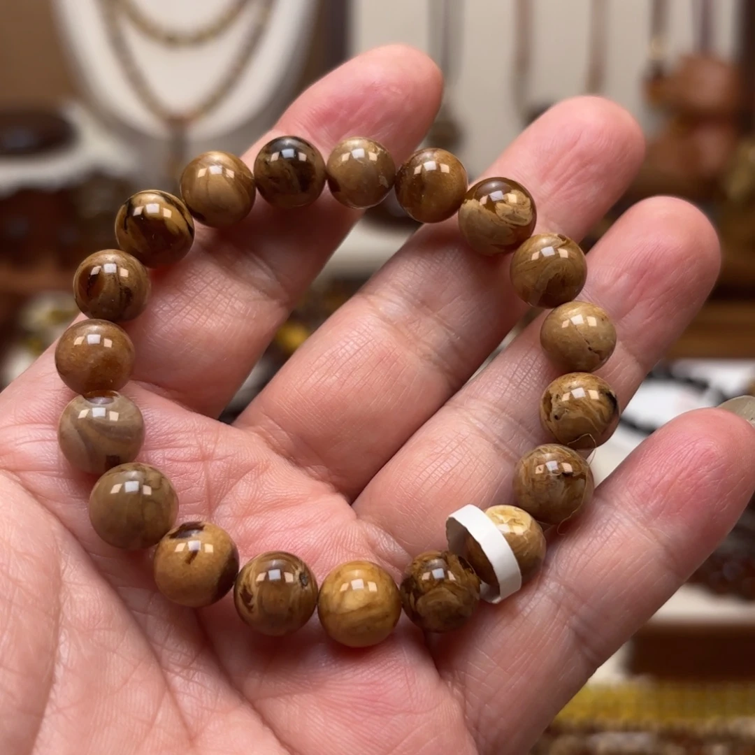 琥珀未镶嵌手链黄根珀妖花卡10