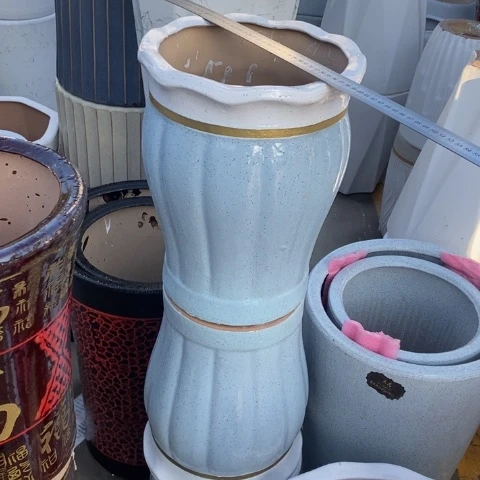 低腰花口金边蓝南瓜中号 口26/33