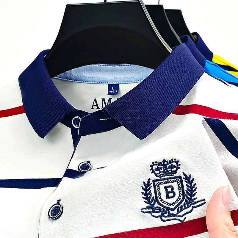 新款夏季男士高档短袖T恤POLO衫时尚商务翻领薄款大码男半袖