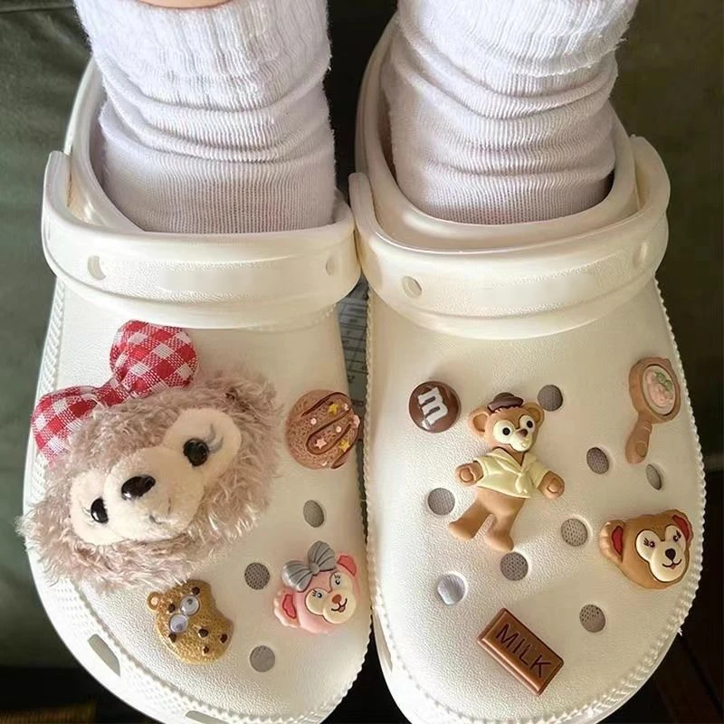 洞洞鞋配饰高级感雪莉玫鞋花套装立体毛绒星黛露鞋扣diy可拆卸