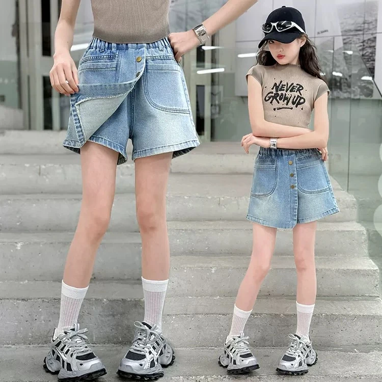 夏季新款女童纯色牛仔短裤洋气儿童童装裤子女孩子zb5716简约童品