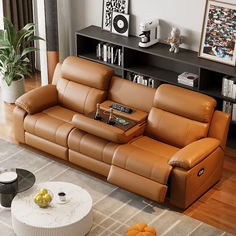 意式轻奢风新款客厅多功能头等太空客厅组合单双三人电动智能沙发