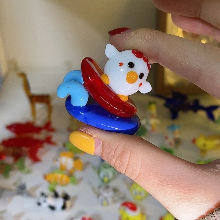 手工艺品琉璃冲浪鸭子