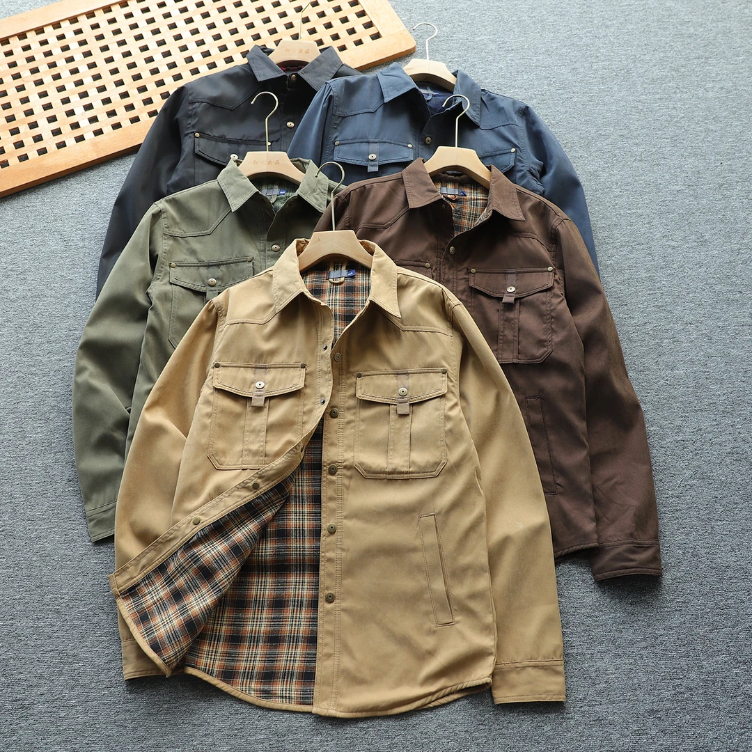美单 复古水洗秋季翻领男士梭织工装衬衫式夹克外套 品质超好