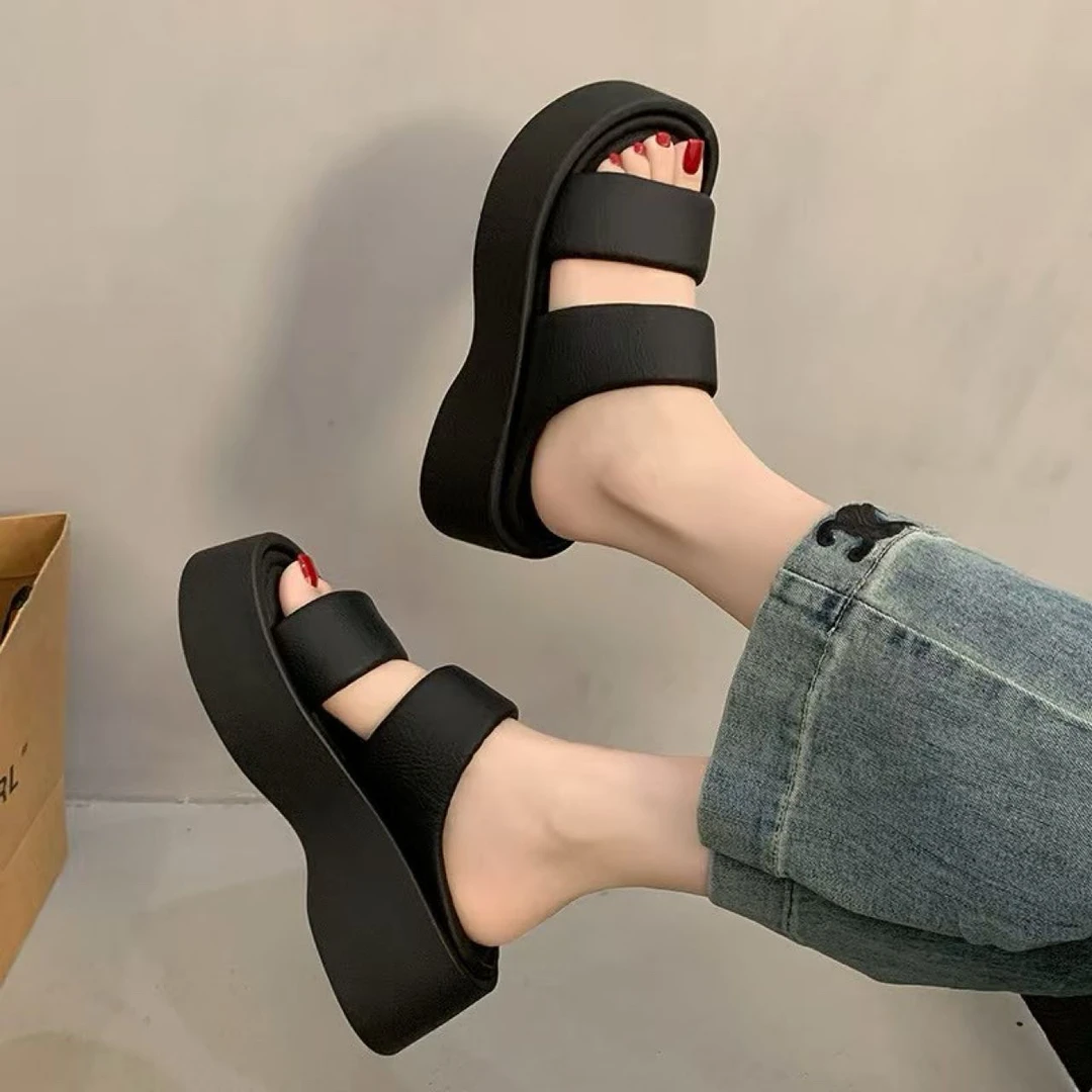 增高女鞋一字拖休闲小众休闲风夏季厚底ins百搭3323-2