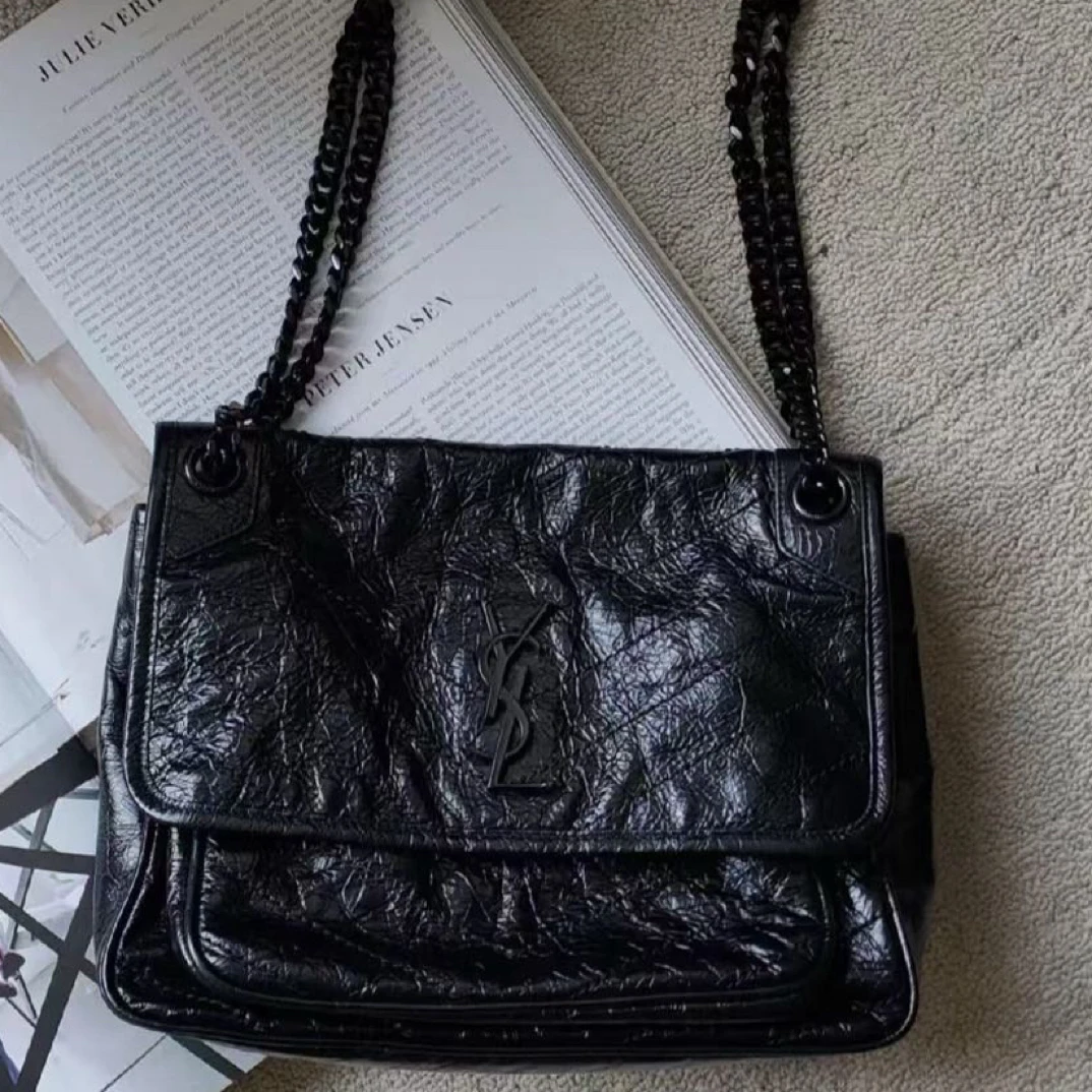 95新 YSL/圣罗兰 小号so black黑色非D扣斜挎包/4737