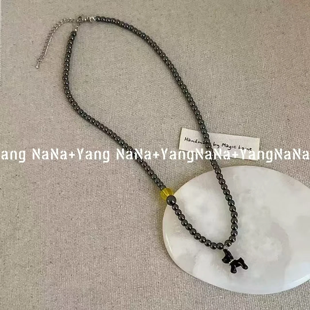 非金属亚克力项链 百搭大版手工简约素款枪色小狗锁骨项链锁骨链