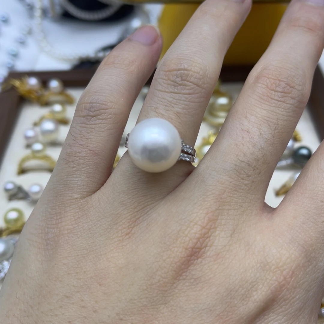 银S925镶嵌戒指淡水珍珠