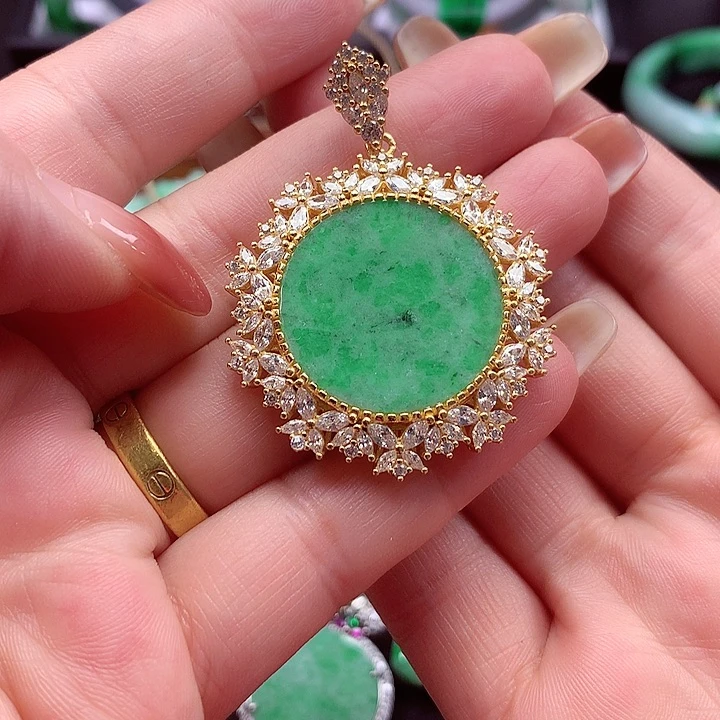 颈饰银S925镶嵌翡翠翡翠