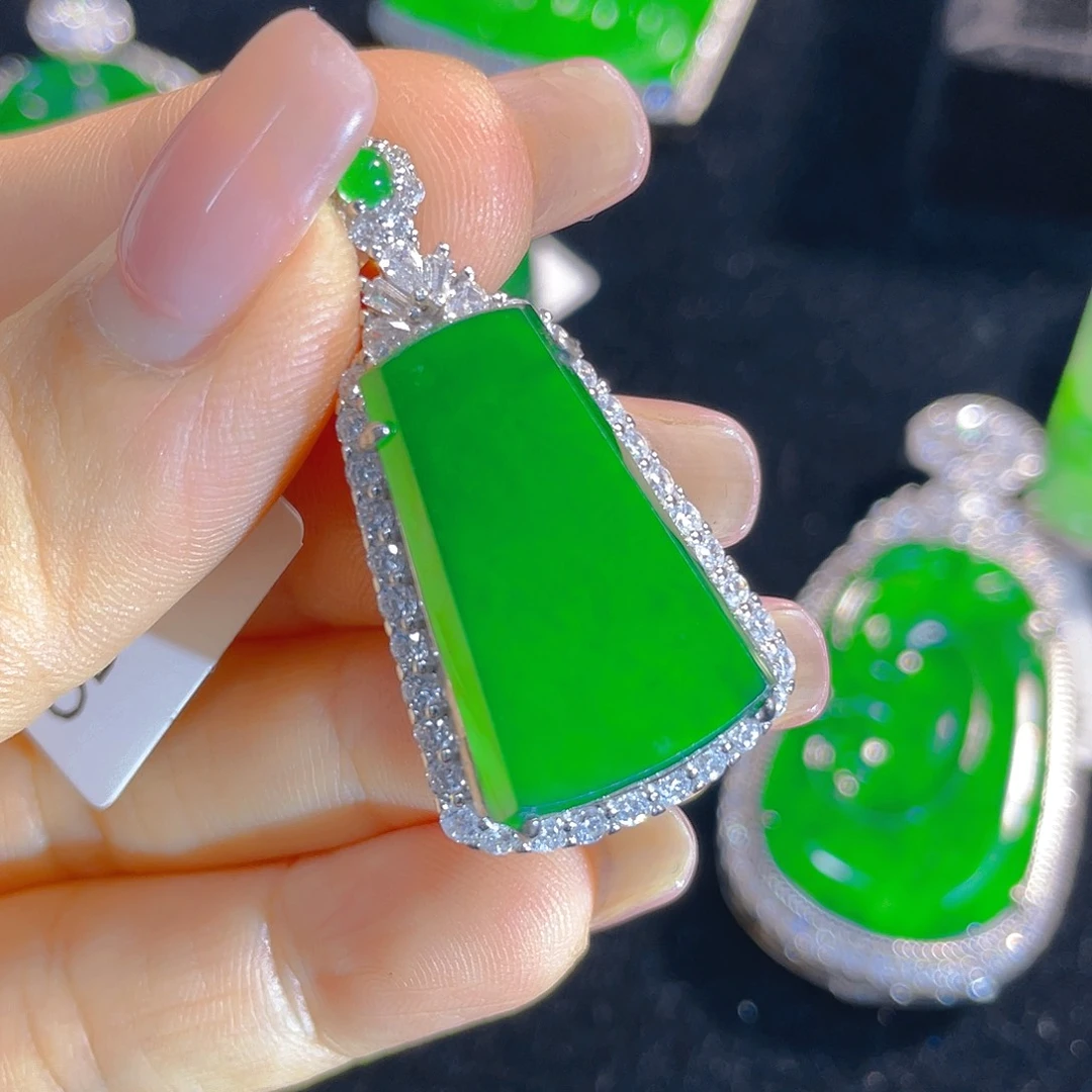 翡翠银S925镶嵌颈饰天然