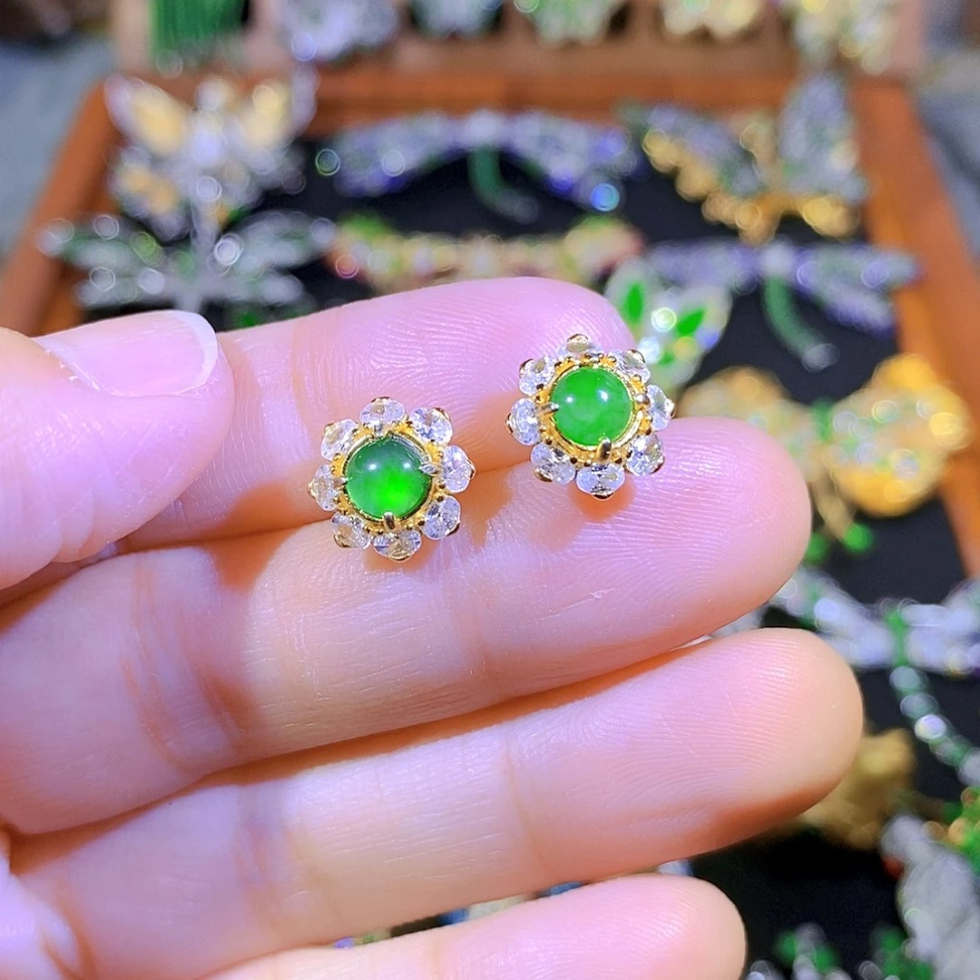 吊坠(不含链)银S925镶嵌翡翠