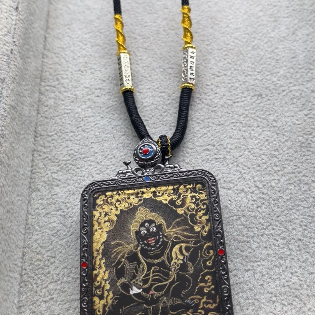 寒***鹤吊坠单面卡黑财加绳子