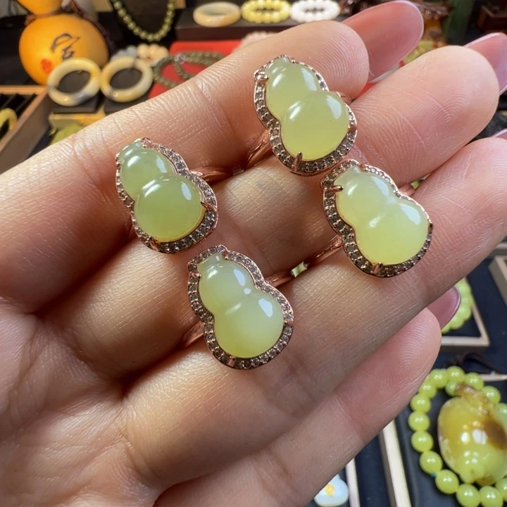 和田玉（黄玉）银S925镶嵌颈饰拍一发一多样性发