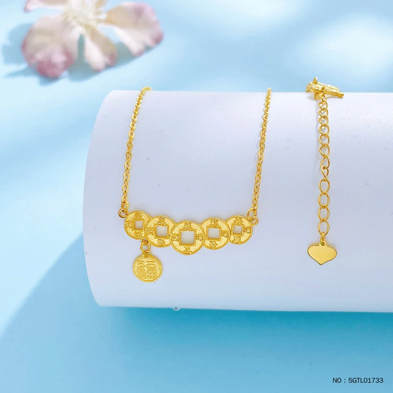 水贝黄金批发时尚百搭轻奢清新耐看经典5G五帝币套链
