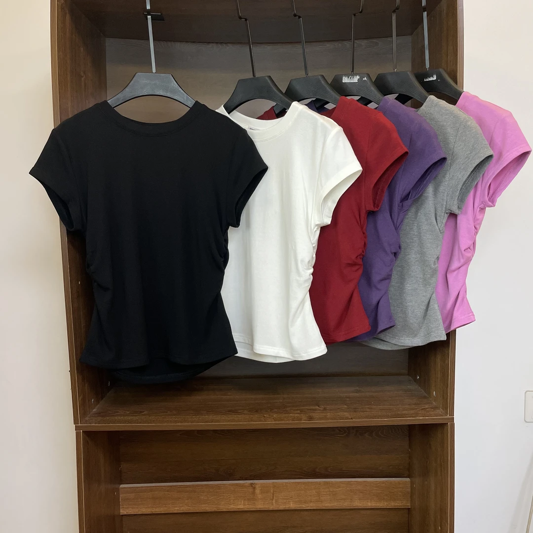 软糯棉感亲肤皱褶T恤