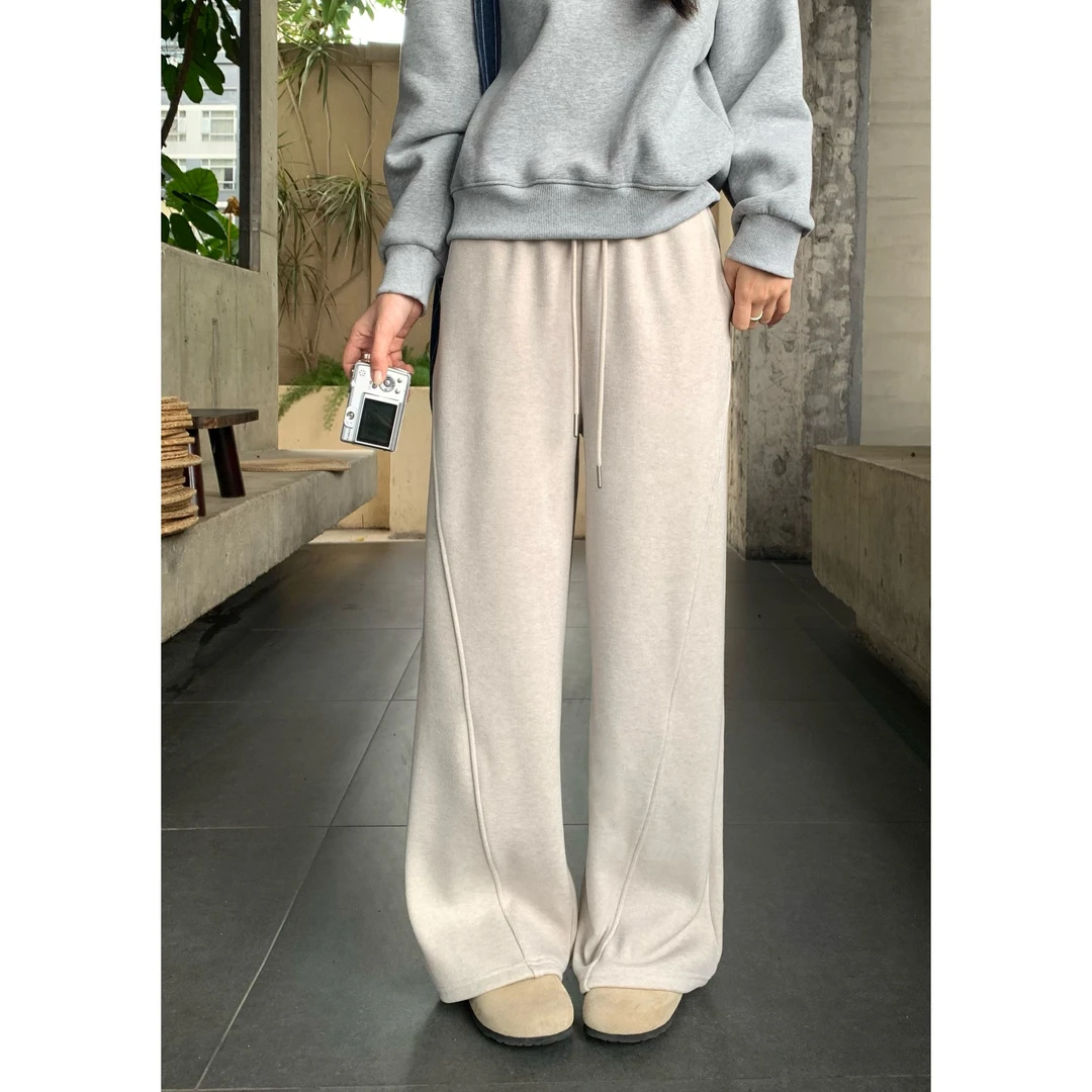 YO定制冬季韩系百搭加厚加绒休闲暖暖裤小个子松紧腰保暖宽松卫裤