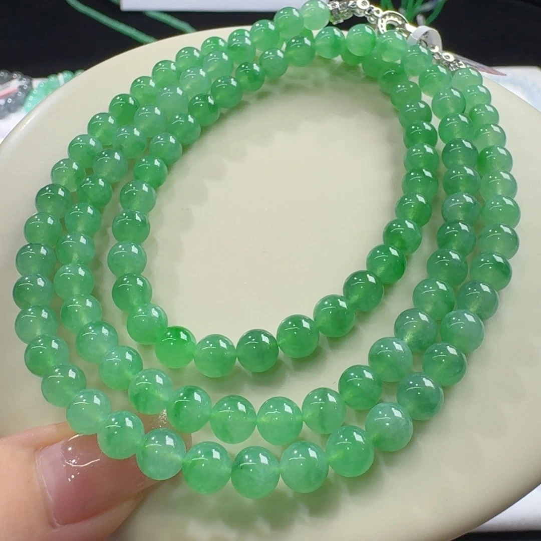 未镶嵌手链翡翠甜绿飘阳绿花项链卡6 水盈盈！高货巨漏！