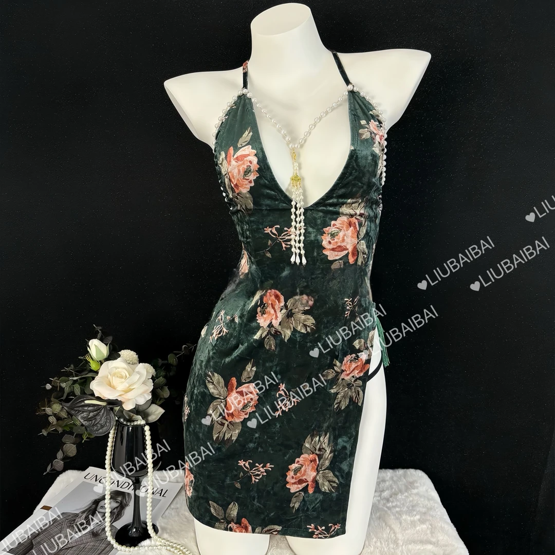 刘掰掰【绿野仙踪】2025新中式纯欲风复古吊带旗袍气质千金显瘦修身