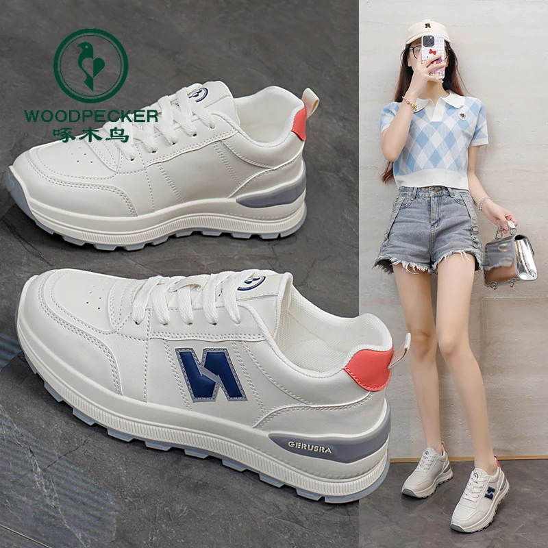 啄木鸟厚底老爹鞋女2025春洋气时尚软面鞋子韩版软底休闲运动鞋女