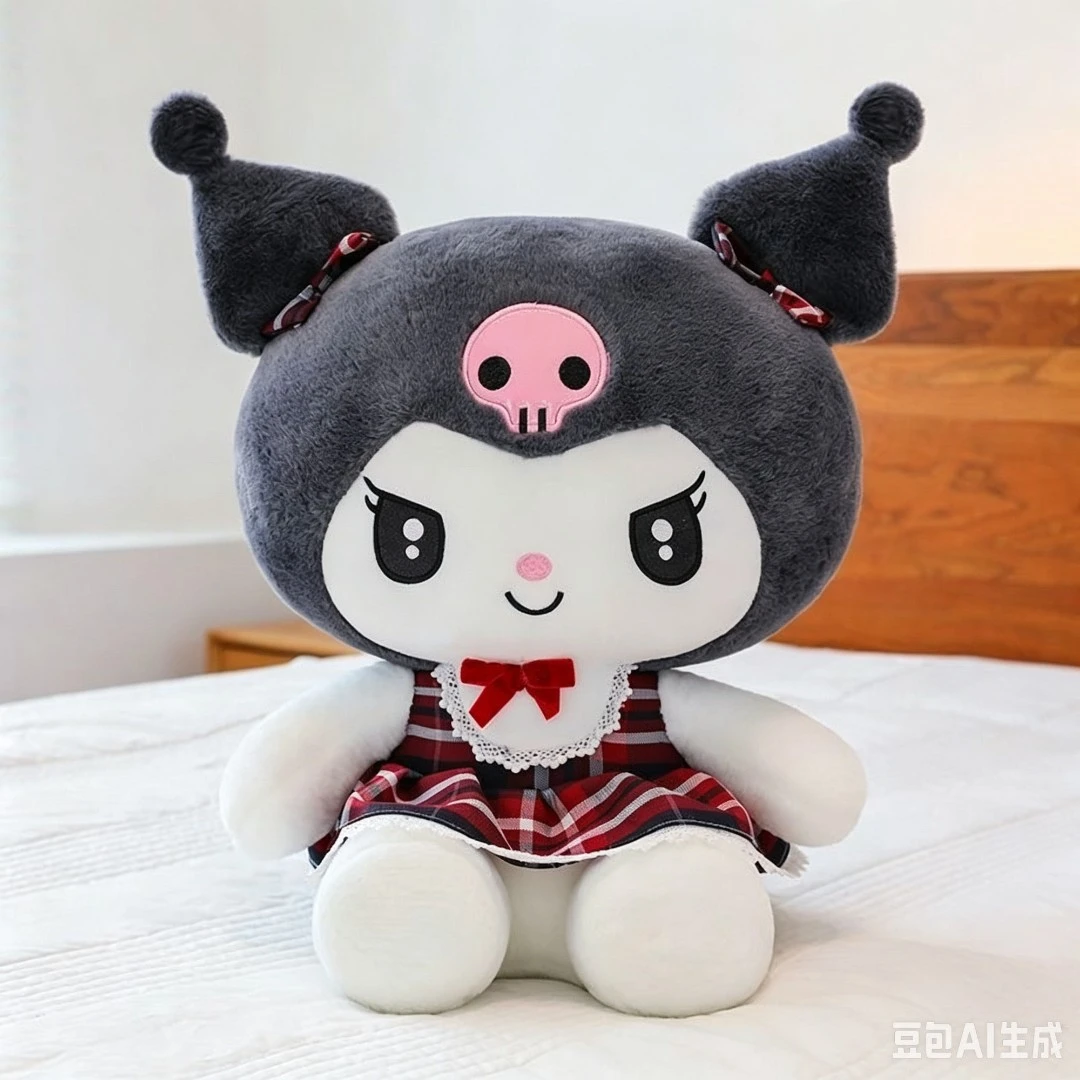 可爱格子库洛米毛绒玩具公仔抱枕女生生日礼物网红超萌玩偶