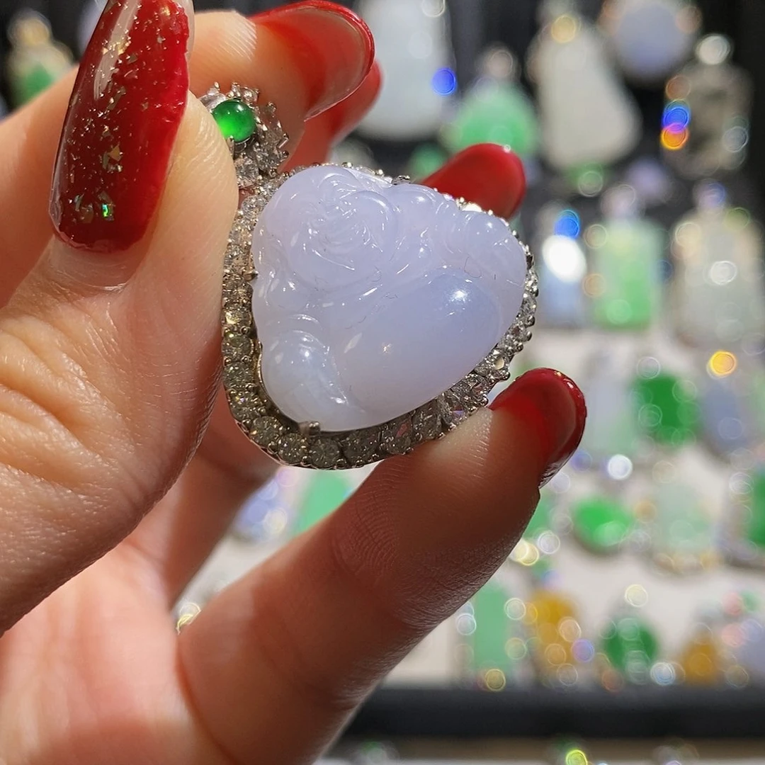 翡翠颈饰银S925镶嵌天然翡翠