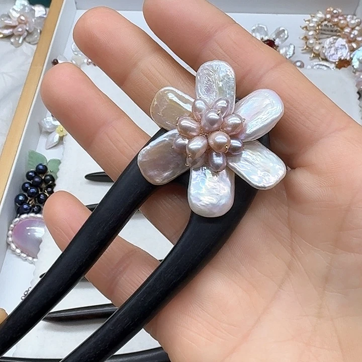 淡水珍珠发饰银S925镶嵌纤***坊