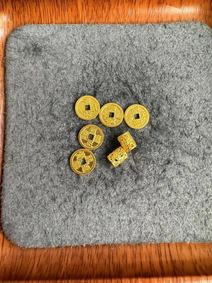 足金999 古法工艺小花桶珠五帝币