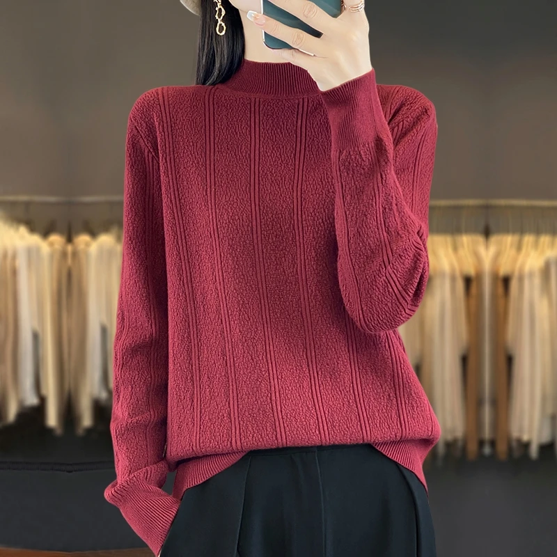 哥弟阿玛施正品2025早春新款气质时尚宽松简约半高领内搭打底衫女