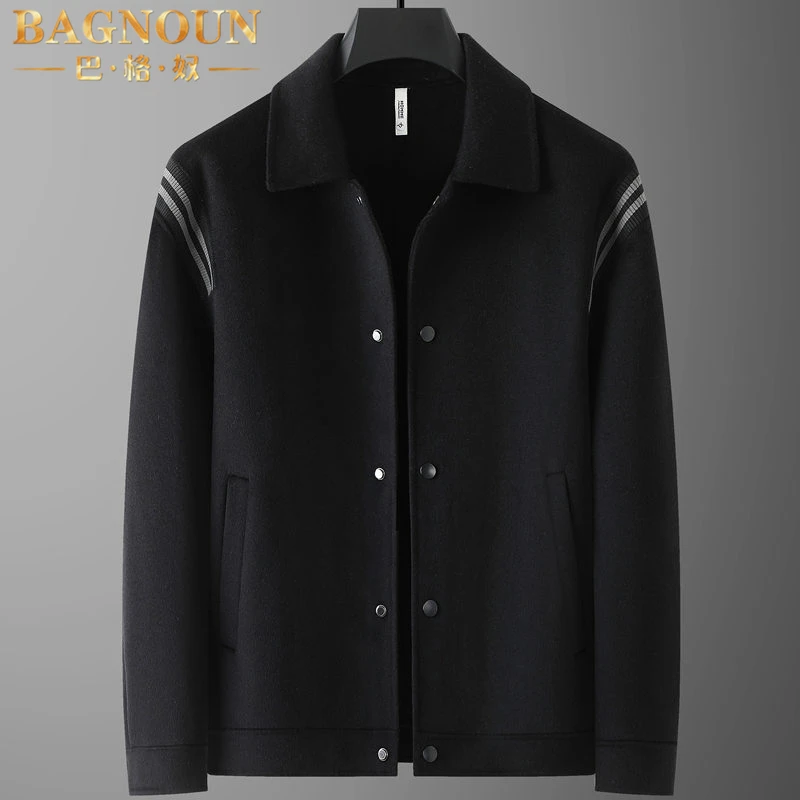 巴格奴夹克男士秋冬季新款时尚高端加大码双面呢子宽松羊毛呢外套
