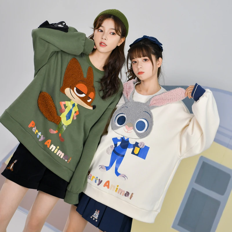 森女部落朱迪尼克加绒卫衣闺蜜情侣装圆领内搭秋冬