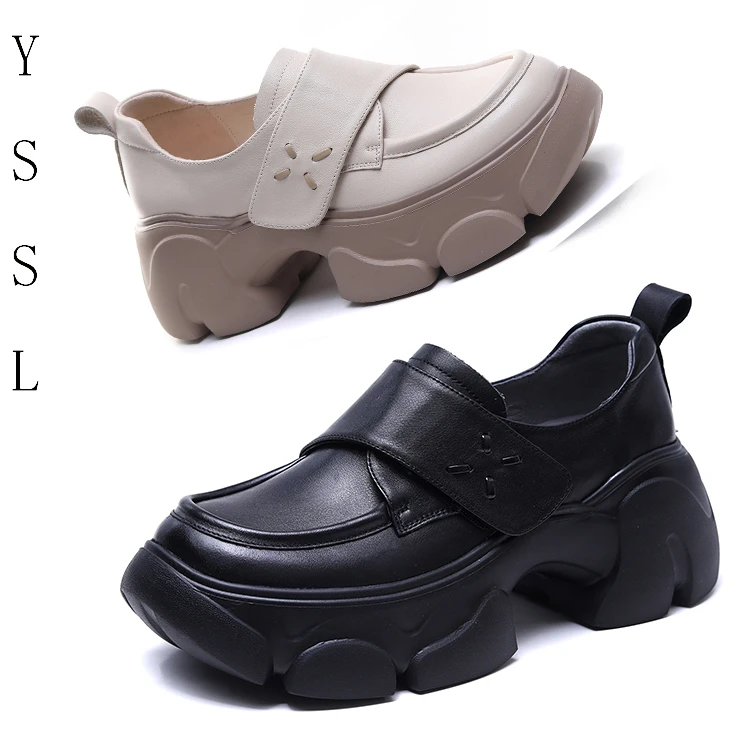 【原始森林】抗震静音真皮乐福鞋春秋松糕时尚乐福鞋厚底增高单鞋