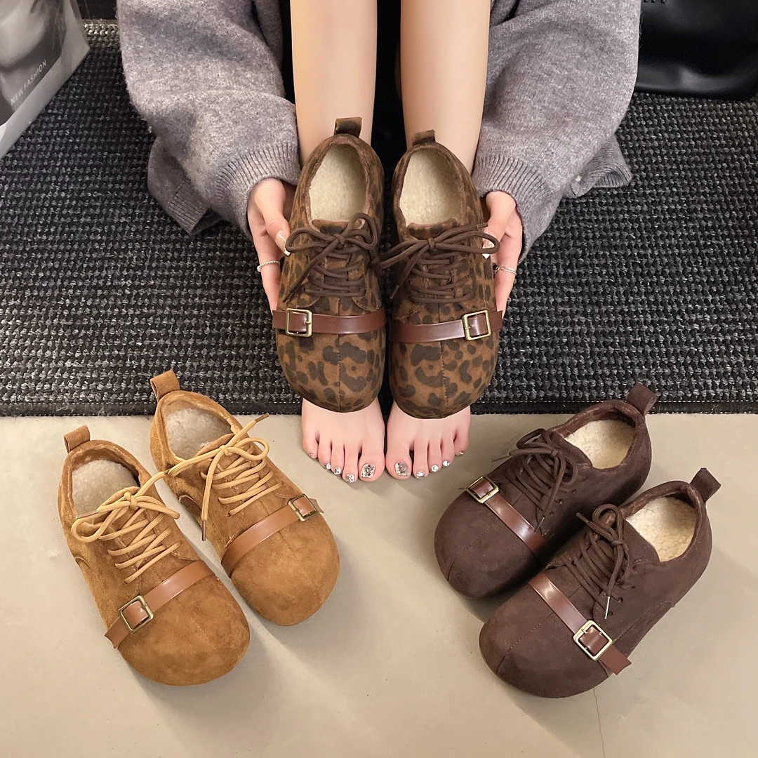 GG-韩系秋冬勃肯鞋女超火豹纹加绒内增高5cm百搭小个子复古651-1