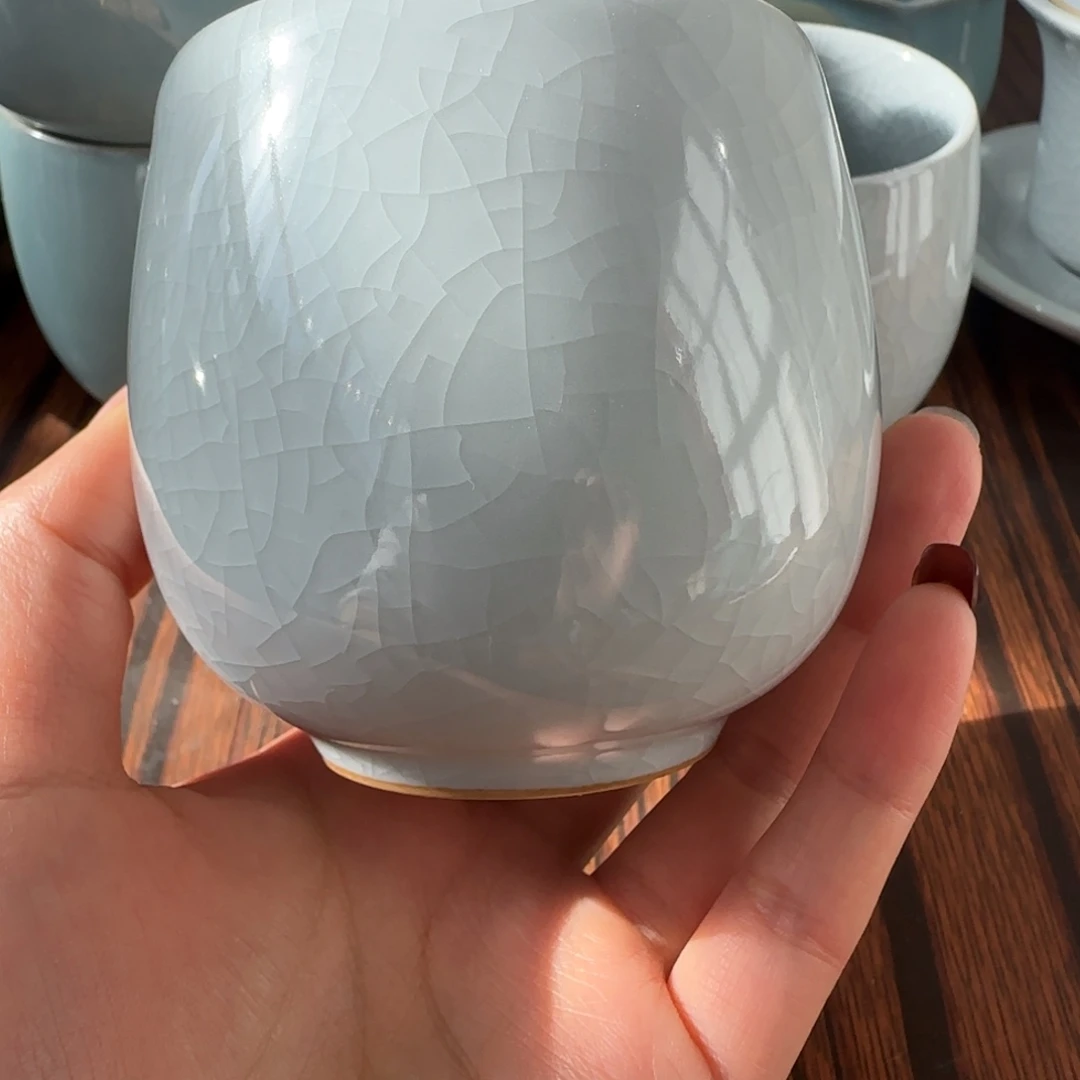 杯子瓷原矿月白龙蛋杯瑕