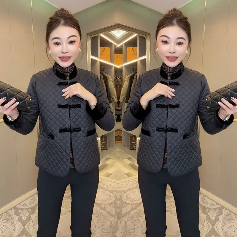 女款网红新款短款2025外套新中式国风唐装复古盘扣棉服轻薄棉衣