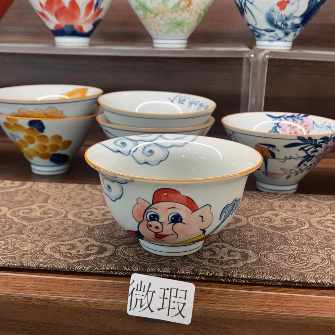 釉下彩老陶泥手工绘制