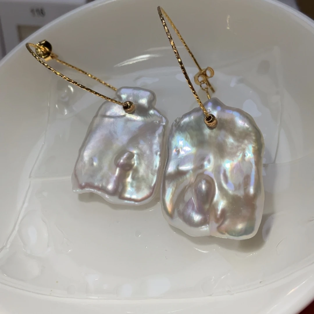 银S925镶嵌耳饰淡水珍珠
