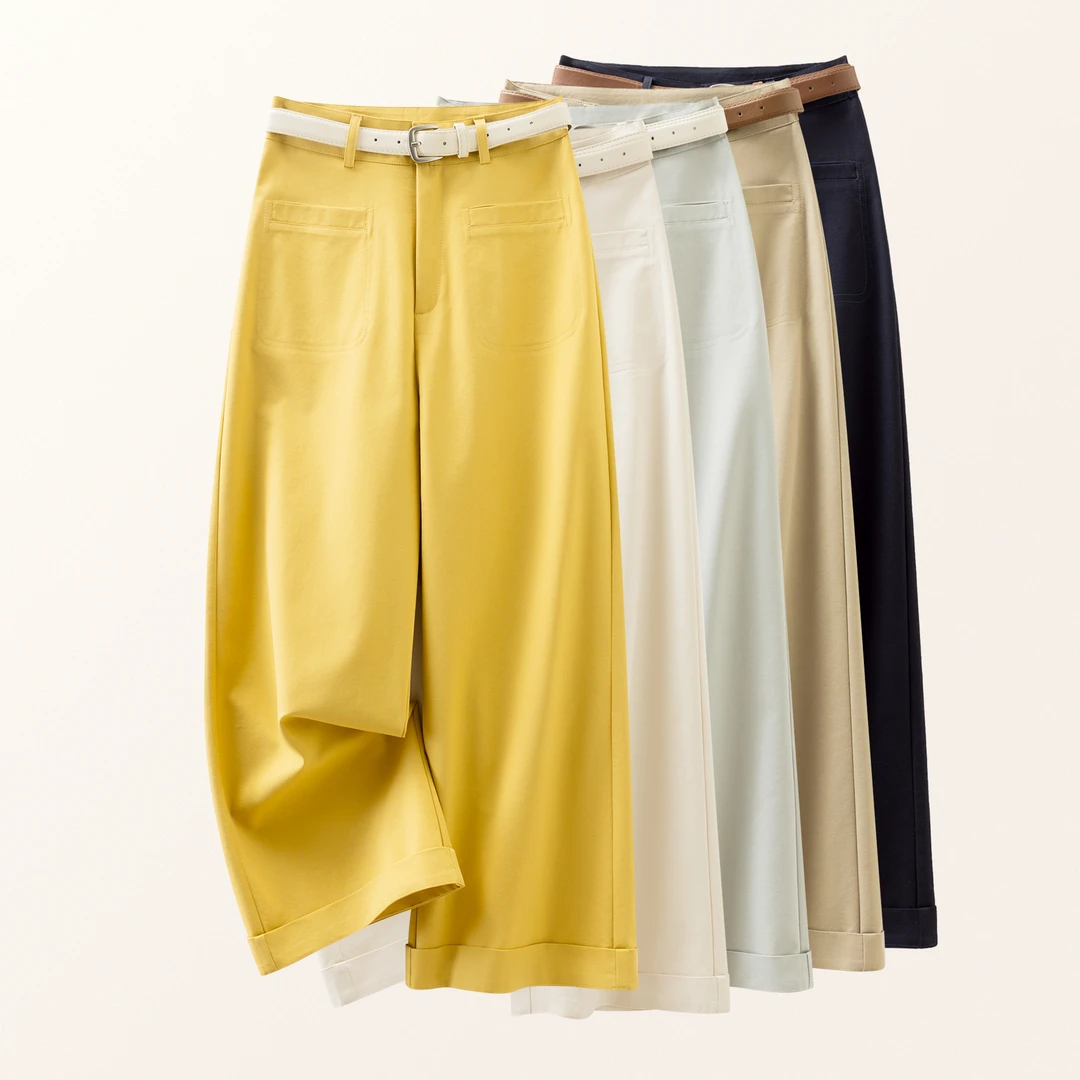 贵方【棉+天丝】高奢定制天丝棉休闲阔腿裤小个子九分直筒裤子夏季