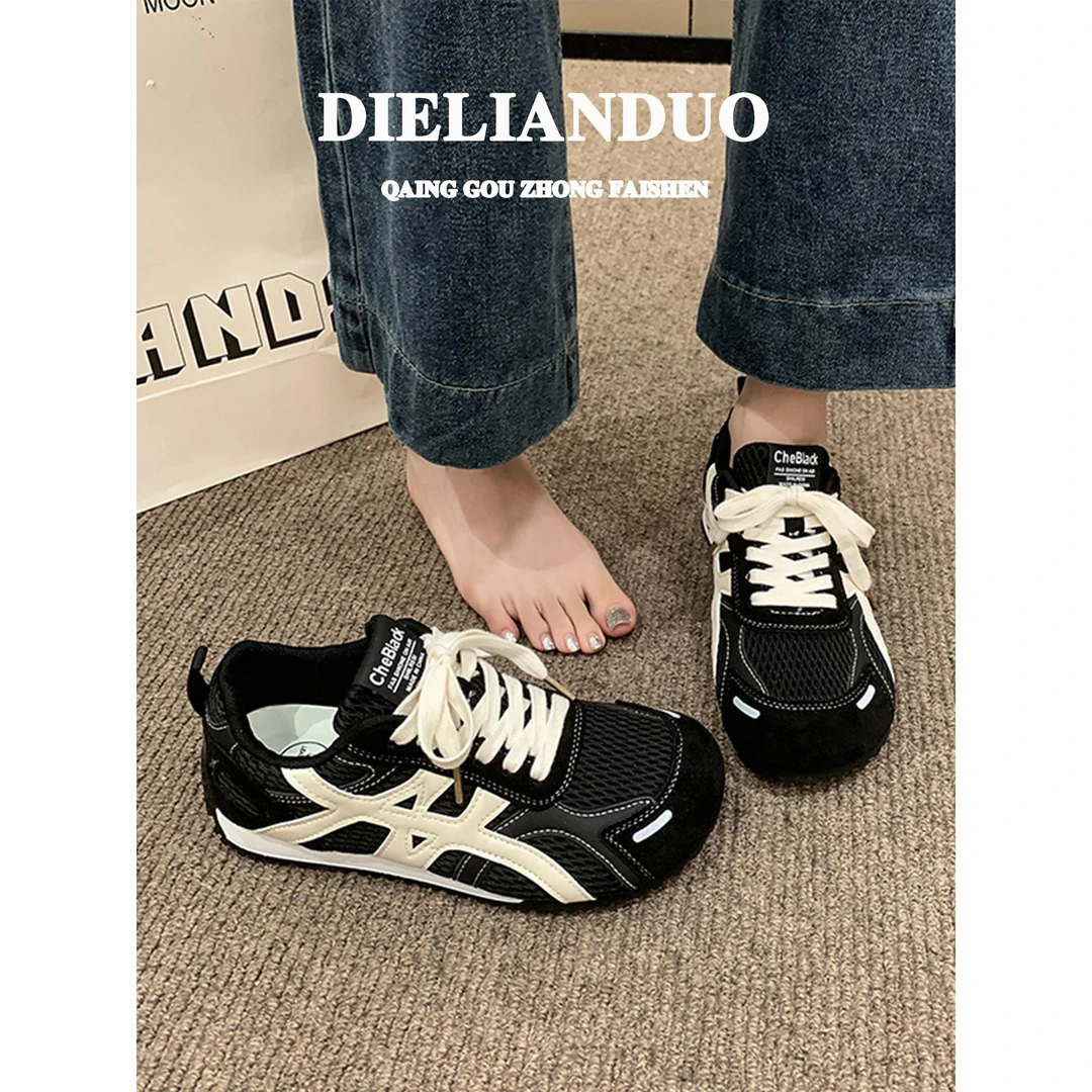 【香港轻奢Sakurano&樱央】黑色德训鞋女款2025新款夏季休闲运动鞋