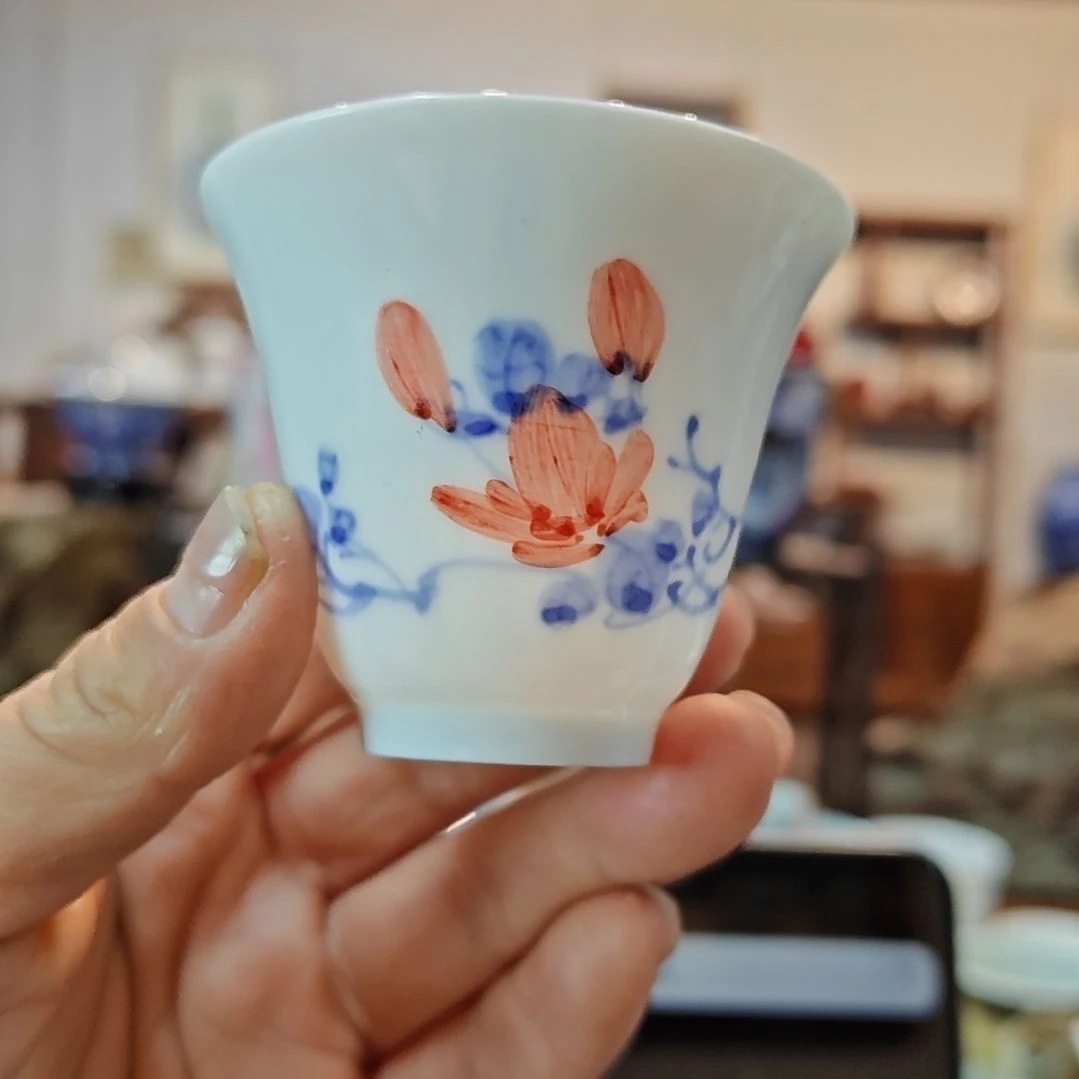 L**C景德镇手工手绘山茶花主人杯