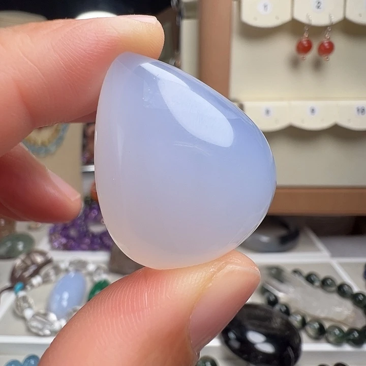 玛瑙/玉髓银S925镶嵌颈饰天然蓝玉髓