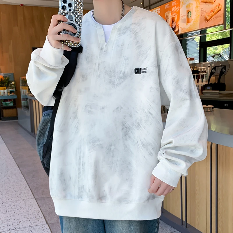 春秋新款青少年潮流卫衣时尚宽松百搭学生长袖上衣假两件休闲男装