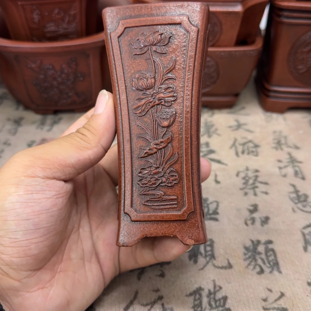 紫砂花盆4.5x11.8内经紫砂花盆