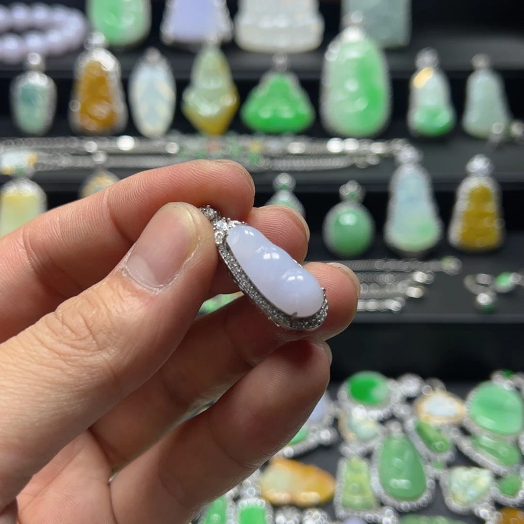 颈饰银S925镶嵌翡翠天然翡翠a货