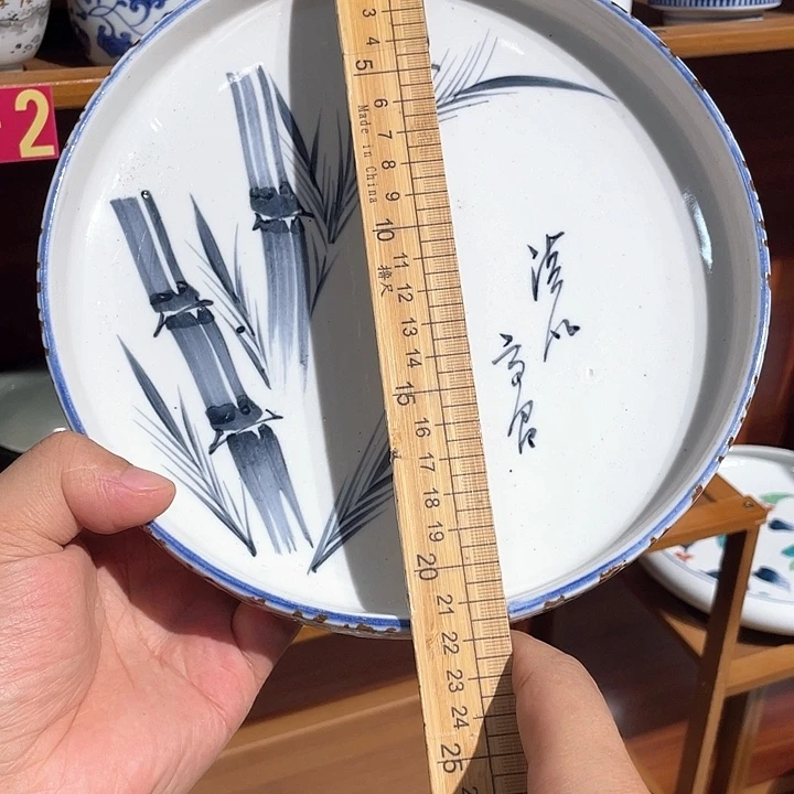 紫砂109砍柴烧手绘水墨高足深钵，有划痕