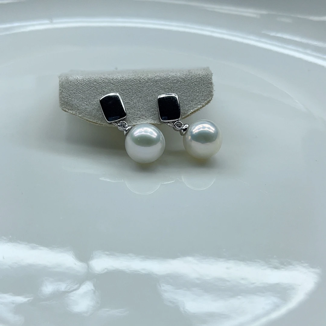 淡水珍珠耳饰银S925镶嵌